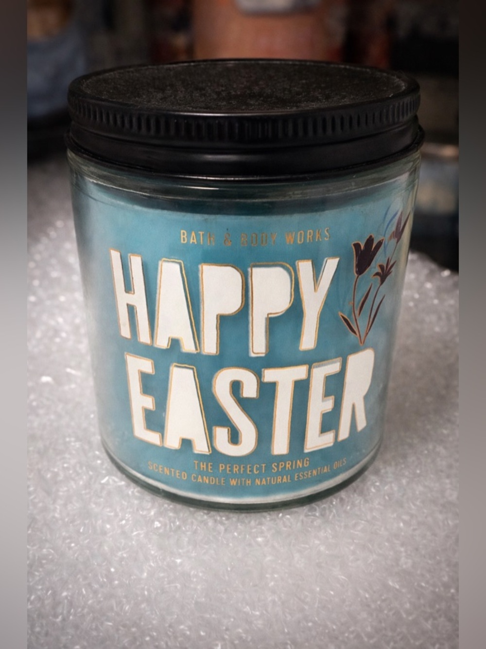 Bath & Body Works Happy Easter Single Wick Candle Spring Scent Blue Jar